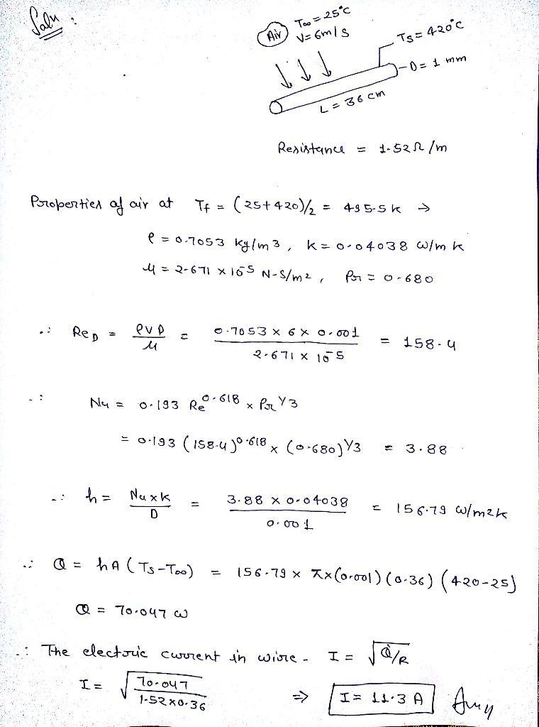 Air at 25ºC flows in an electric hair drier with a velocity of 6 m/s perpendicular-example-1