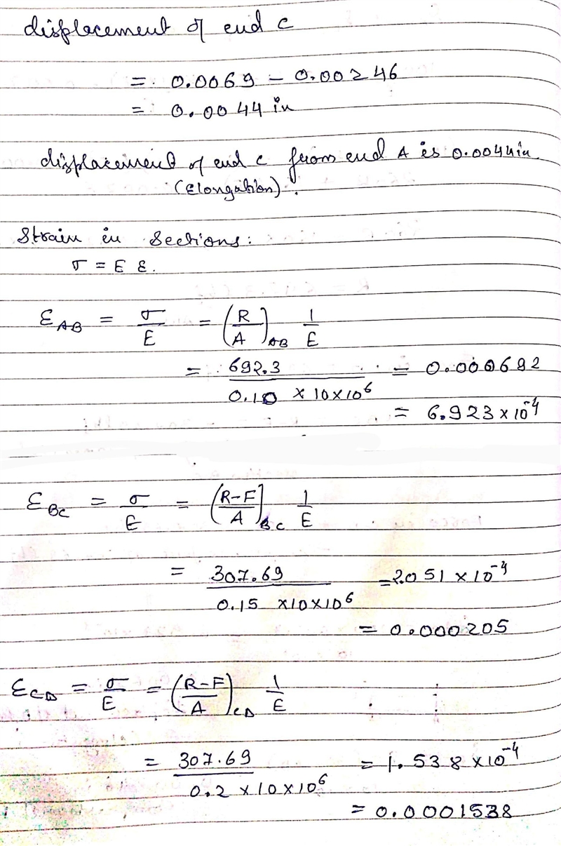 Consider an aluminum step shaft. The area of section AB and BC as well as CD are 0.1 inch-example-4