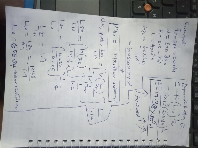 You are selecting a bearing to support a radial load of 2 kN where the shaft will-example-1