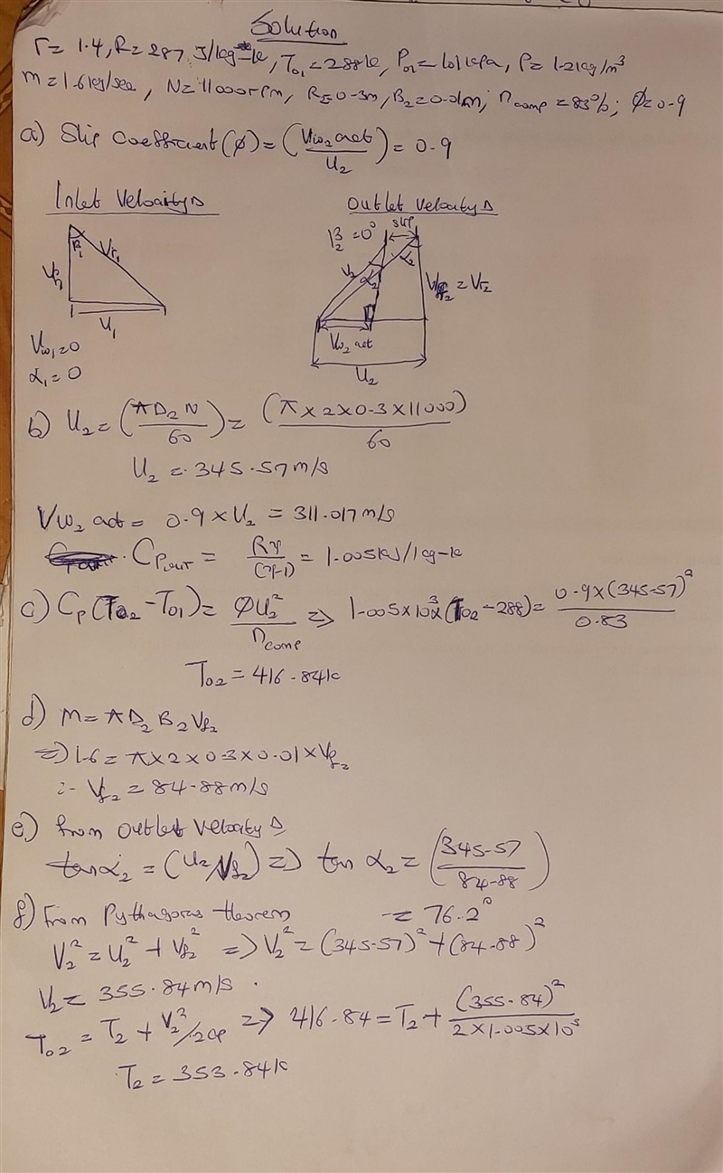 Problem #1: A centrifugal compressor has a mass flow rate of 1.6 kg/s while rotating-example-1