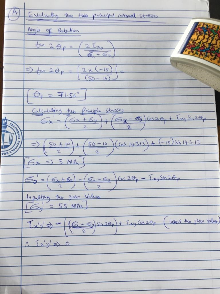 A state of stress that occurs at a point on the free surface of the of a solid body-example-1