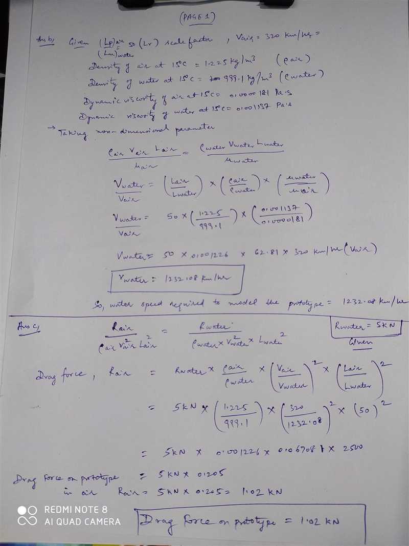 A student engineer is given a summer job to find the drag force on a new unmaned aerial-example-1