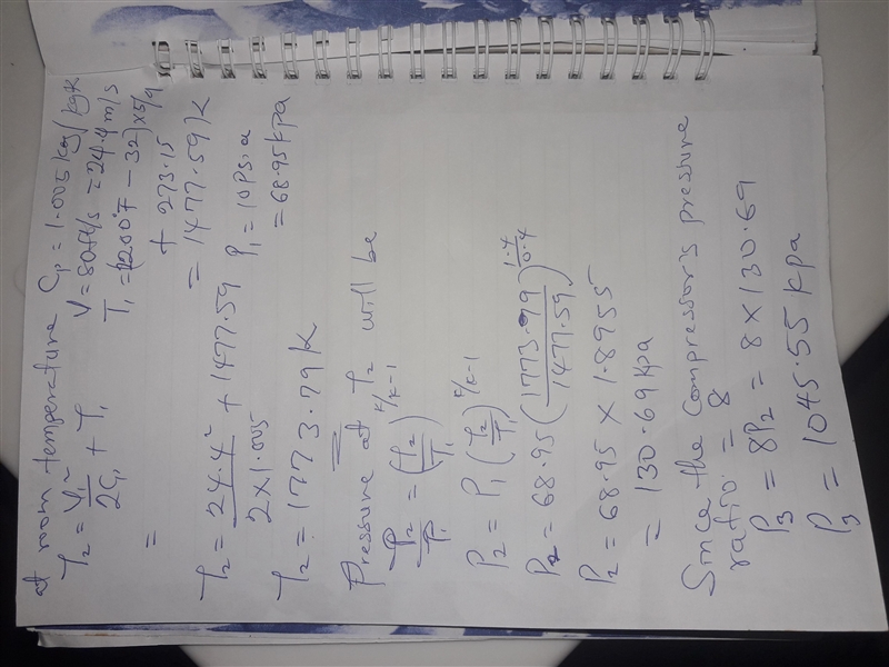 A turbojet aircraft flies with a velocity of 800 ft/s at an altitude where the air-example-3