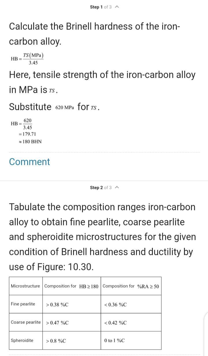 s it possible to produce an iron–carbon alloy that has a minimum tensile strength-example-2