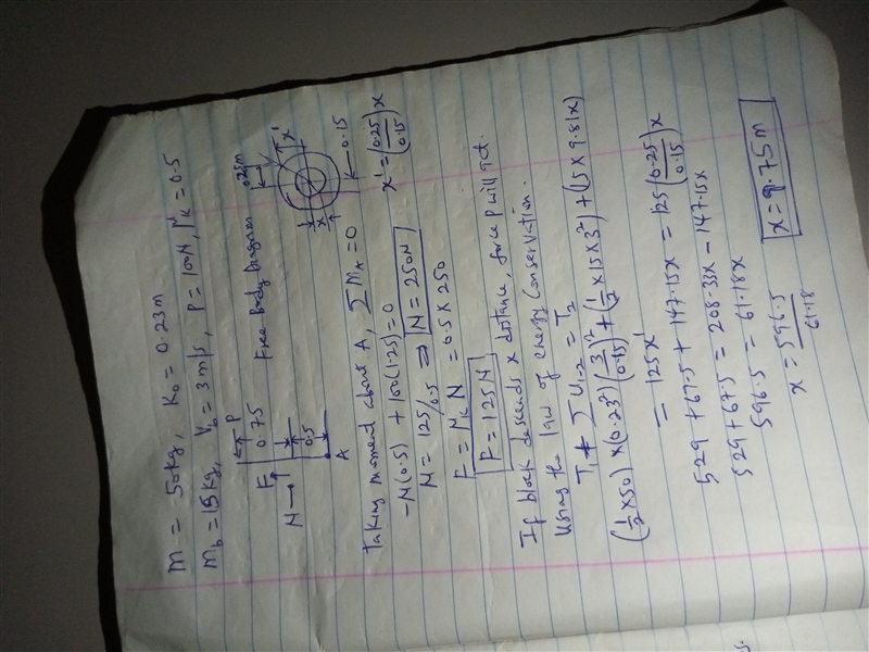 The drum has a mass of 50 kg and a radius of gyration about the pin at O of 0.23 o-example-2