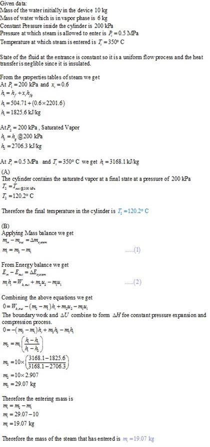 An insulated, vertical piston–cylinder device initially contains 10 kg of water, 6 kg-example-1