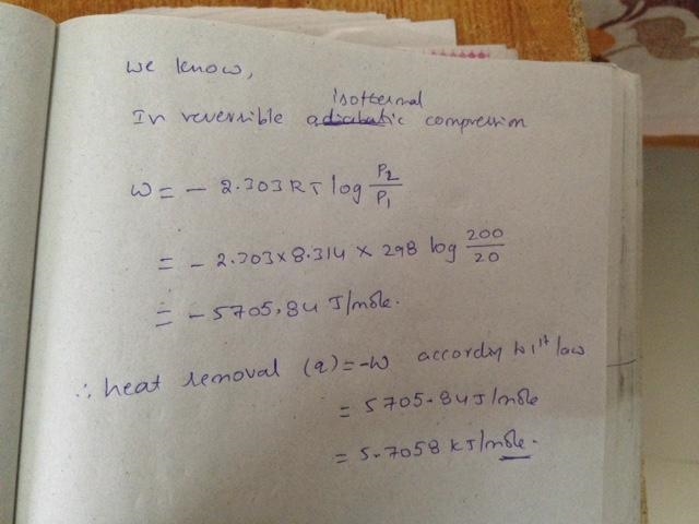 . In one stroke of a reciprocating compressor, helium is isothermally and reversibly-example-1