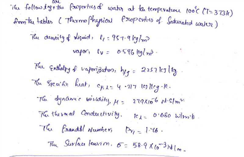 Water at atmospheric pressure boils on the surface of a large horizontal copper tube-example-1