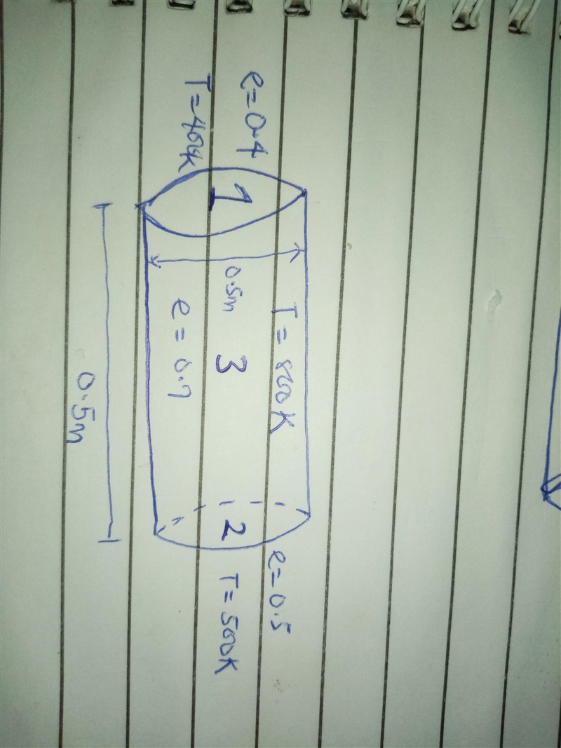 Consider a circular furnace that is 0.5 m long and 0.5 m in diameter. The two ends-example-1