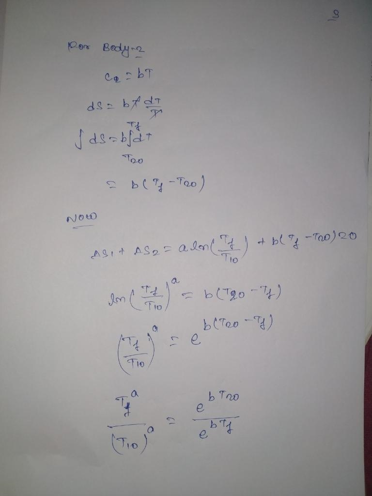 Two bodies have heat capacities (at constant volume) c, = a and c2 = bT and are thermally-example-3