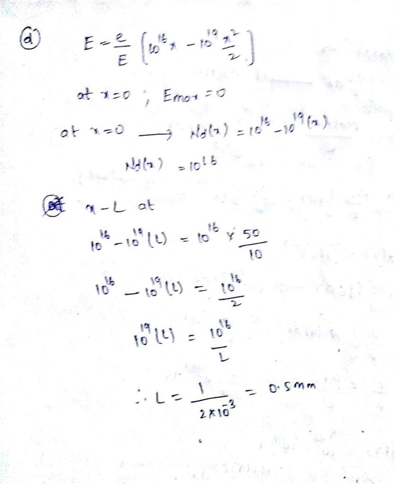 Derive and sketch the electrical field E of doping concentrations And(x) are given-example-2