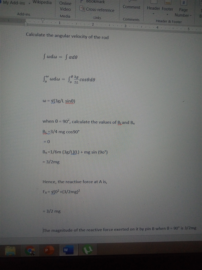 The uniform slender rod has a mass m. If it is released from rest when theta = 0 degree-example-3