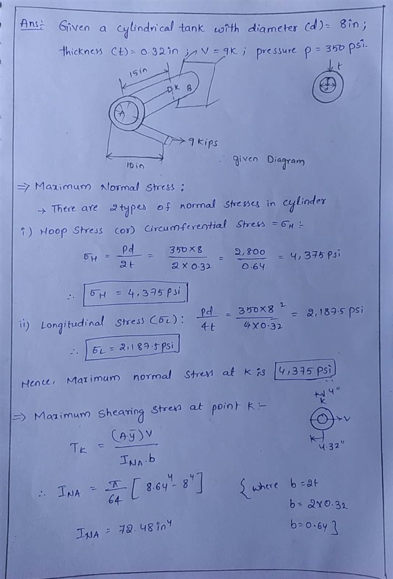 The cylindrical tank AB has an 8-in. inner diameter and a 0.32-in. wall thickness-example-1