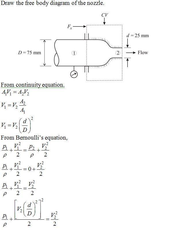 A fire nozzle is coupled to the end of a hose with inside diameter D = 77 mm. The-example-1