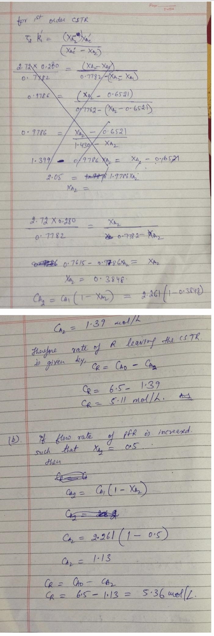 The homogeneous, reversible, exothermic, liquid phase reaction: A근R Is being carried-example-4