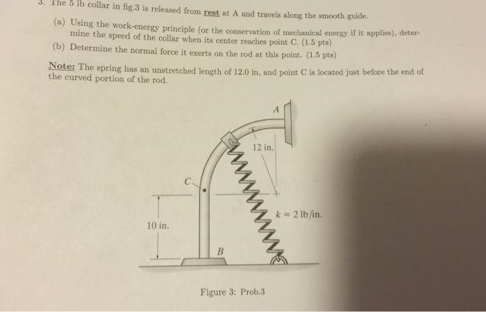 The 5 lb collar is released from rest at 1 and travels along the smooth guide. Determine-example-1