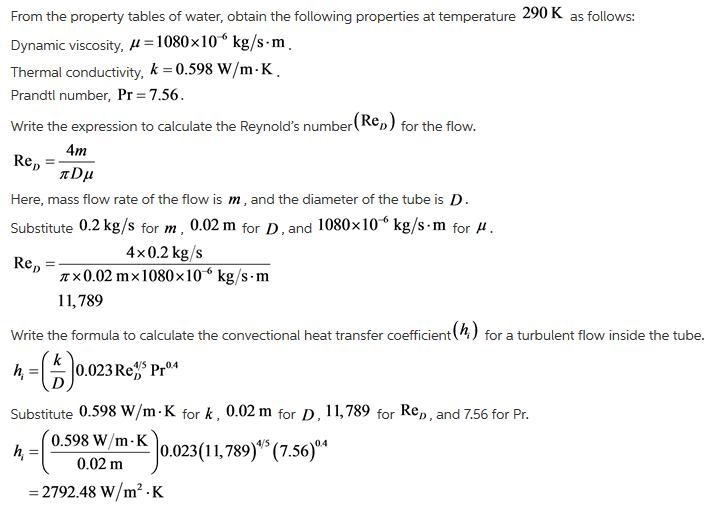 Water at 290K and .2 kg/s flows through a Teflon tube (k=.35W/m * K) of inner and-example-2