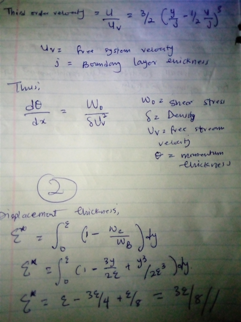 Using Von Karman momentum integral equation, find the boundary layer thickness, the-example-1