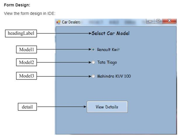 Create a project named CarDealer that contains a Form for an automobile dealer. Include-example-1