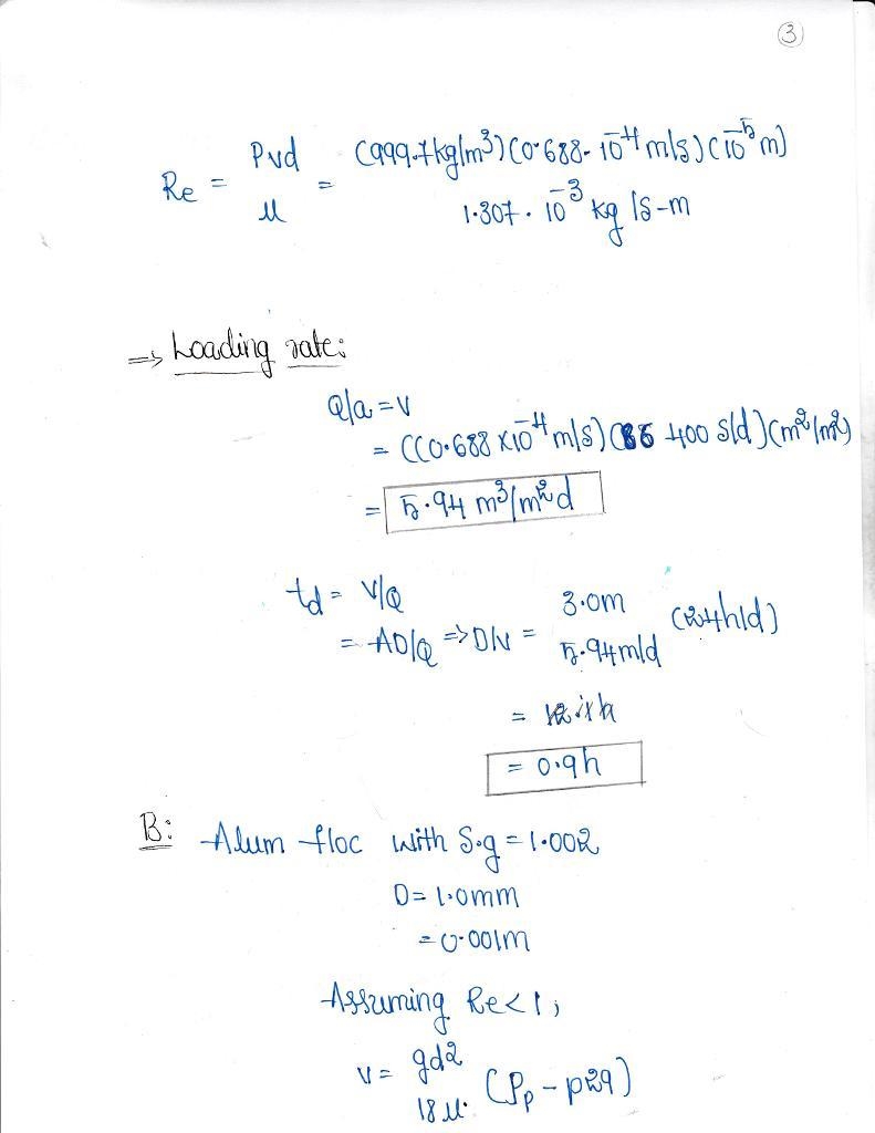 Assume that the water temperature is 10°C and the depth of the settling tank is 3.0 m-example-3