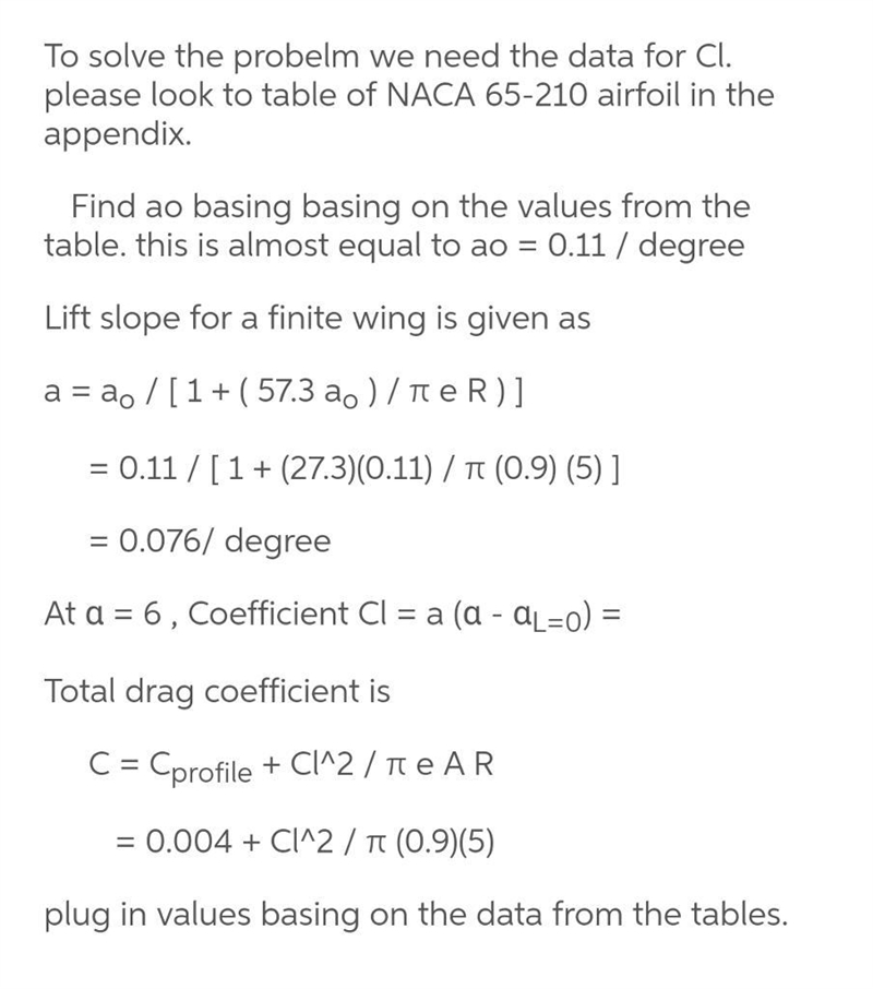 with a finite wing area of 60.0 m2 and an aspect ratio of 8. Assume the wing is composed-example-1