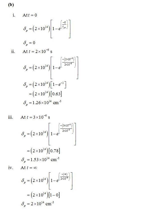 The semiconductor is a homogeneous, p-type material in thermal equilibrium for t ≤ 0. The-example-2