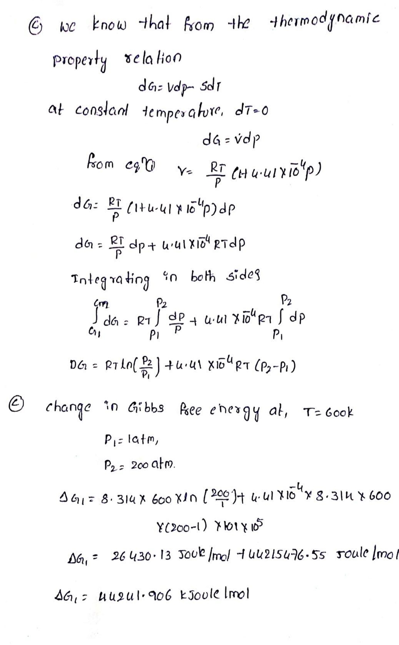 The virial equation for nitrogen gas is PV=RT(1+4.41×10-4P). Using the virial equation-example-2