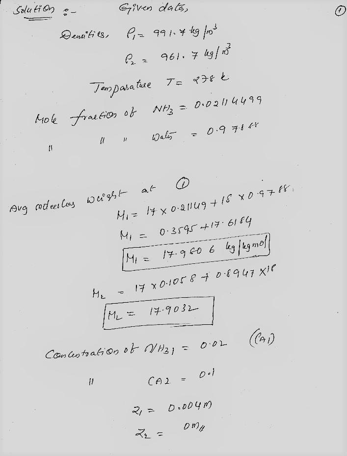 Diffusion of Ammonia in an Aqueous Solution Ammonia (A)-water (B) solution ta 278 K-example-1