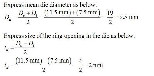 A parison is extruded from a die with outside diameter = 11.5 mm and inside diameter-example-1