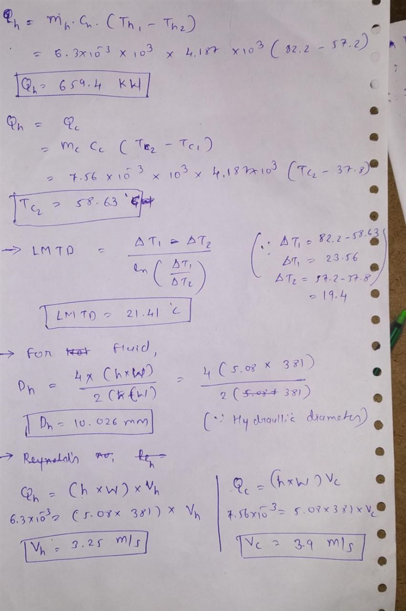 Design a plate and frame heat exchanger for the following problem: Hot water at 0.0063 m-example-2