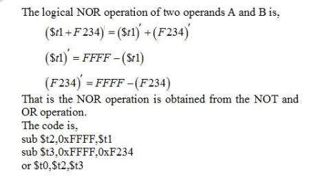 The nori instruction is not part of the MIPS instruction set, because the same functionality-example-1