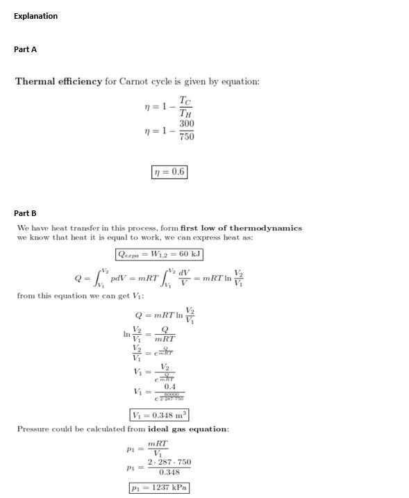 Two kilograms of air within a piston-cylinder assembly execute a Carnot power cycle-example-2