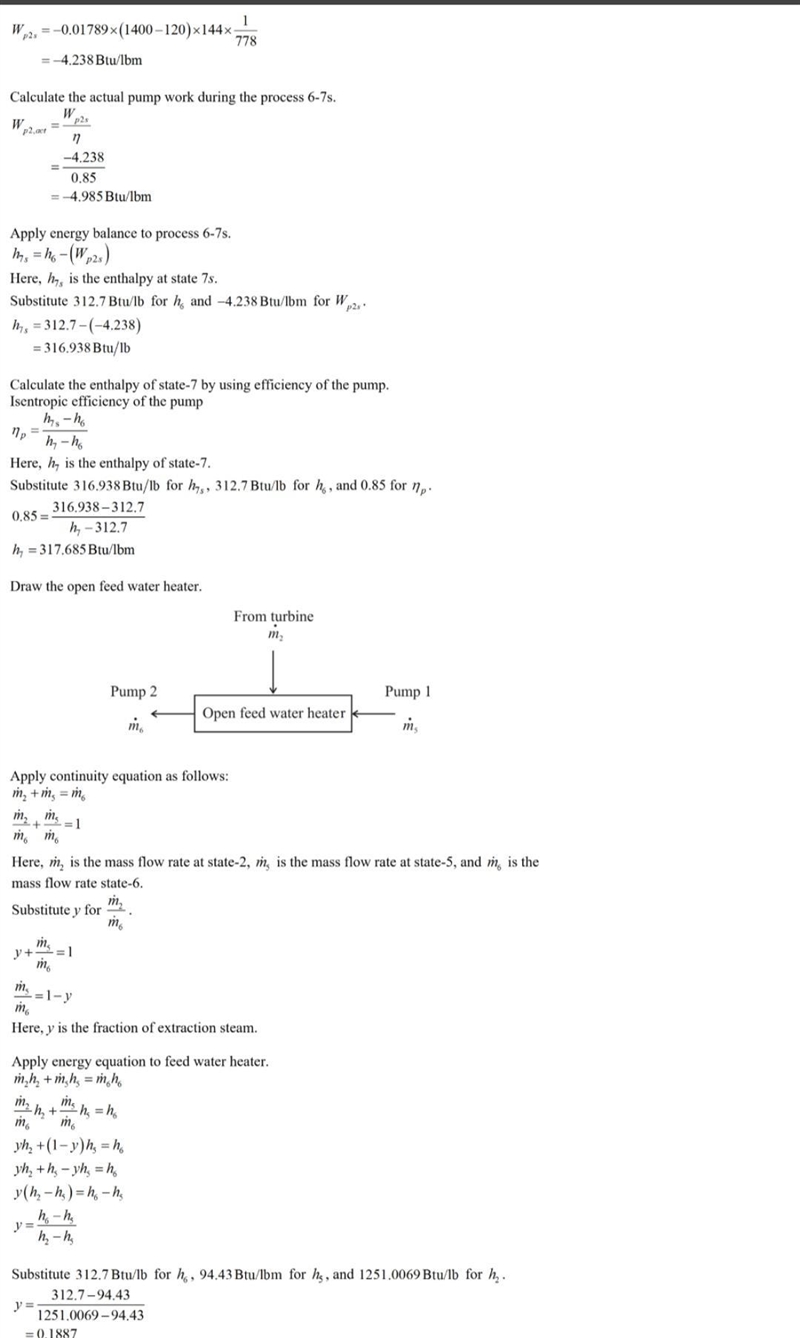 Water is the working fluid in a regenerative Rankine cycle with one open feedwater-example-2