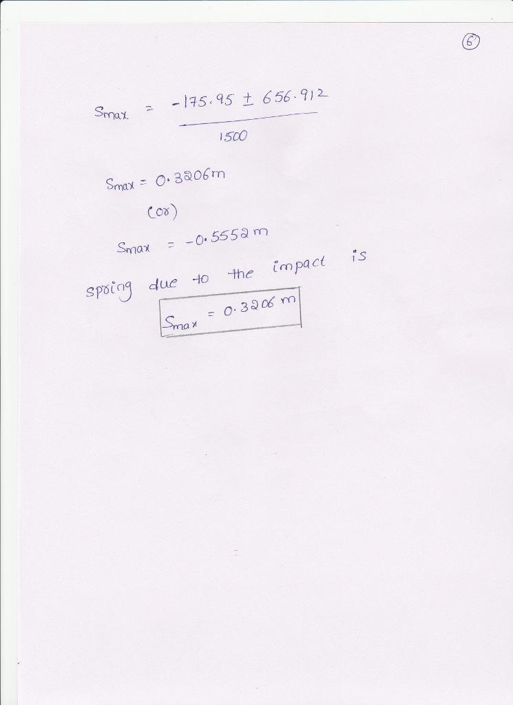 A 10-kg block A is released from rest 2 m above the 5-kg plate P, which can slide-example-5