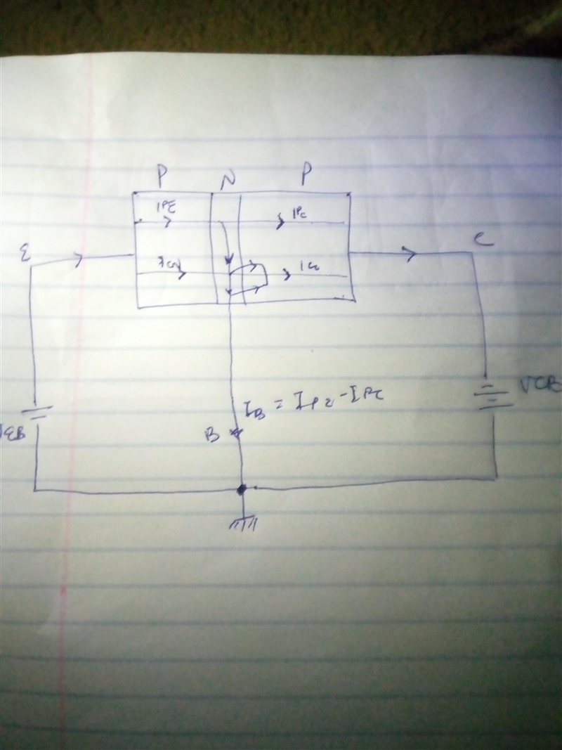 For a p-n-p BJT with NE 7 NB 7 NC, show the dominant current components, with proper-example-1