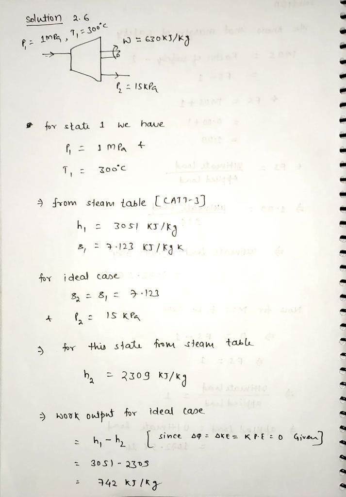 Water vapor at 1.0 MPa, 300°C enters a turbine operating at steady state and expands-example-1