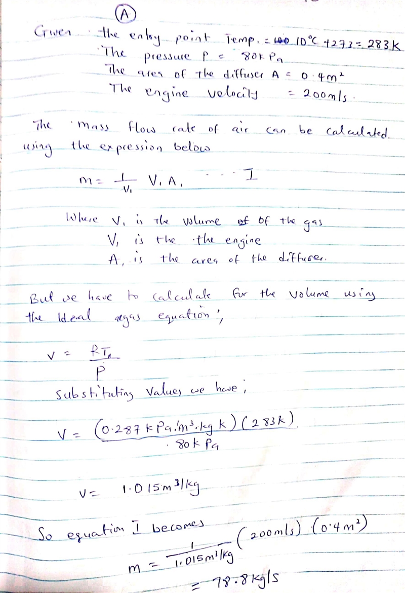 Air at 10°C and 80 kPa enters the diffuser of a jet engine with a velocity of 200 m-example-1