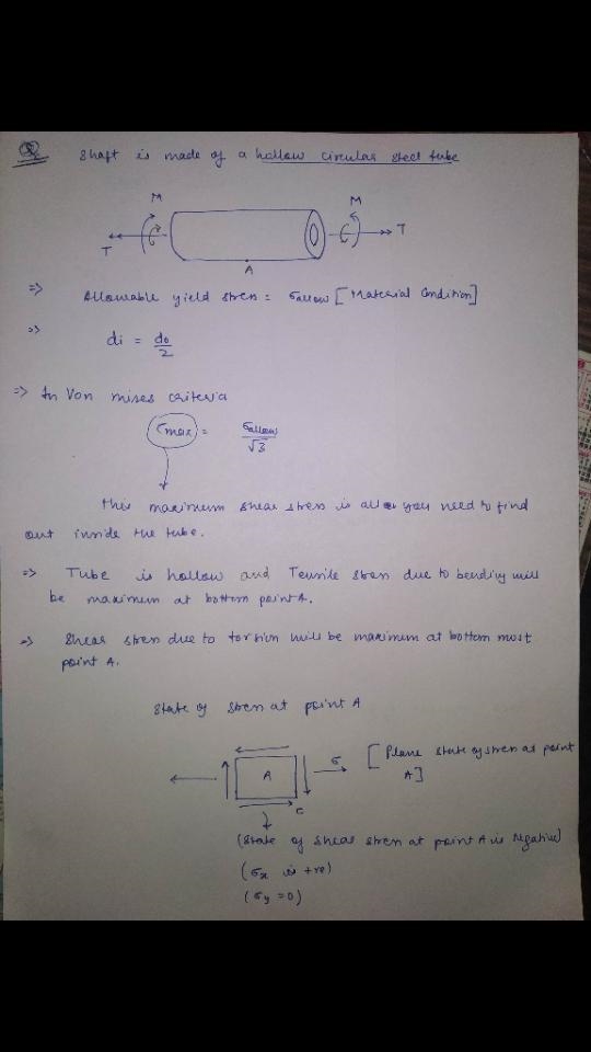 A gear box’s shaft is made of a hollow circular steel tube with allowable yield stress-example-1