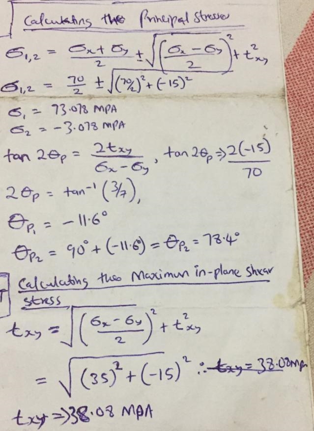 Determine the equivalent state of stress on an element at the same point which represents-example-2