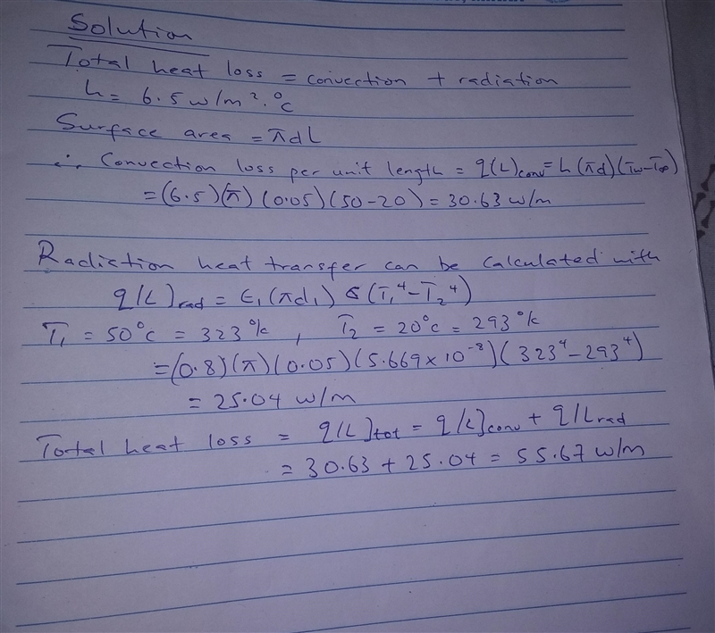 A horizontal steel pipe having a diameter of 5 cm is maintained at a temperature of-example-1