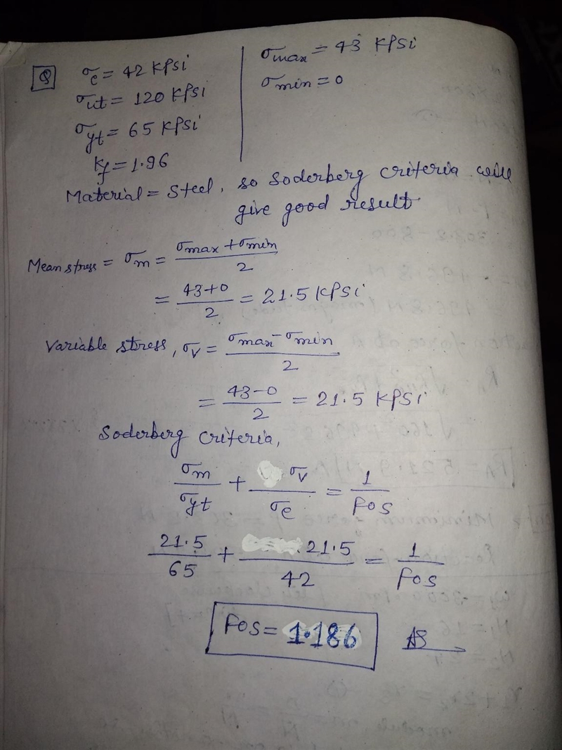 The fully corrected endurance strength for a steel rotating shaft is 42 kpsi, the-example-1