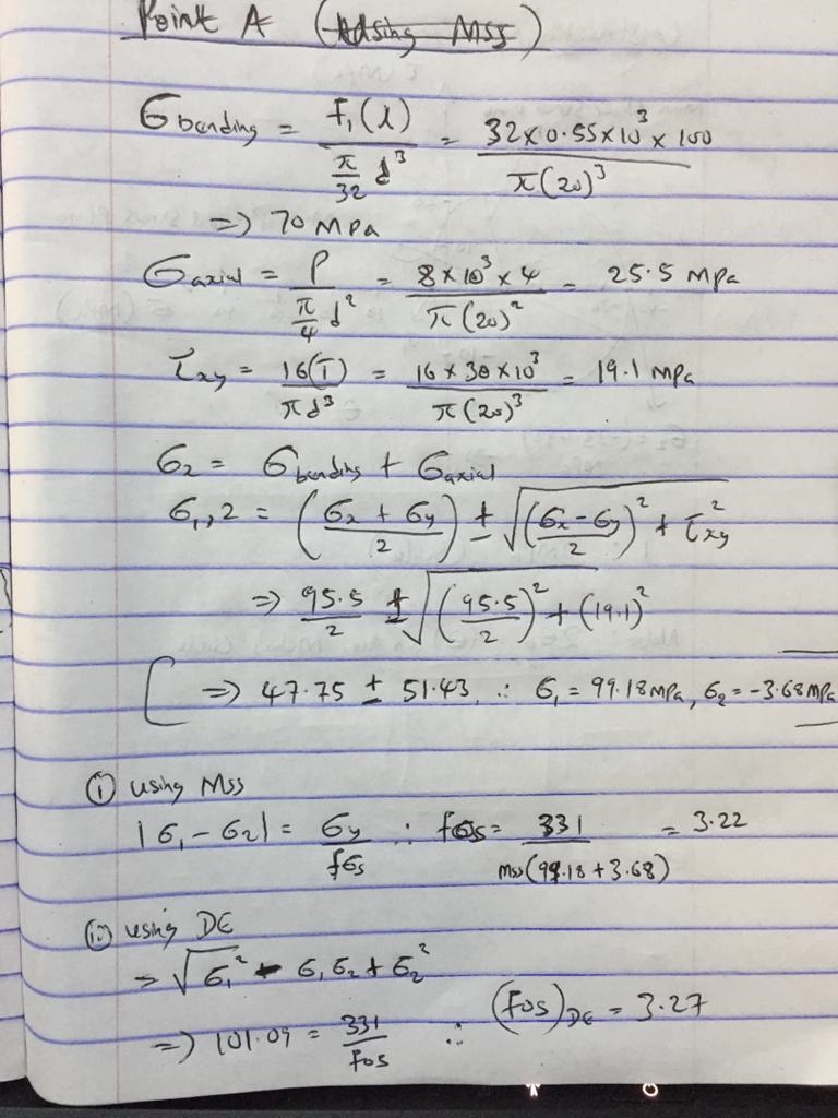 Find: factor of safety (n)for point A and B by using both MSS and DE (you can neglect-example-2