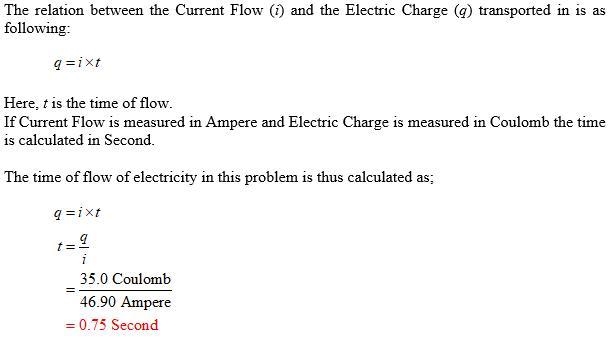 An electric current of transports of charge. Calculate the time this took. Be sure-example-1