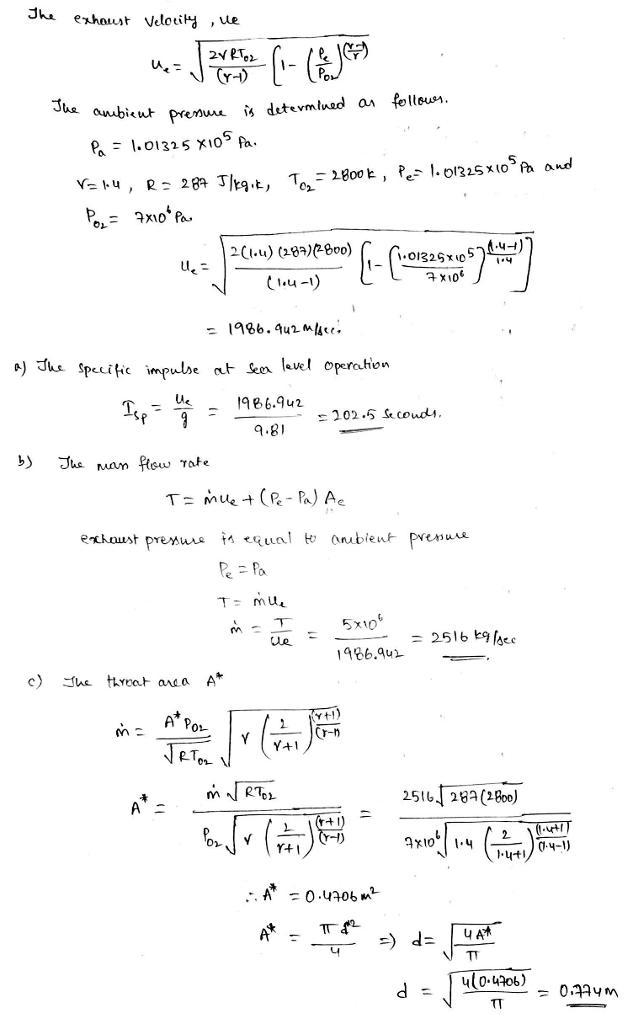 A rocket is to be designed to produce 5 MN of thrust at sea level. The pressure in-example-1