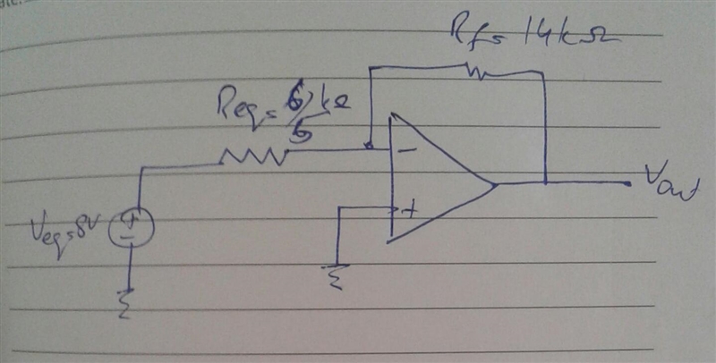 Given V1 = 8 vpp, R1 = 6 kΩ, V2 = 5 vpp, R2 = 3 kΩ, V3 = 10 vpp, R3 = 3 kΩ, and Rf-example-5