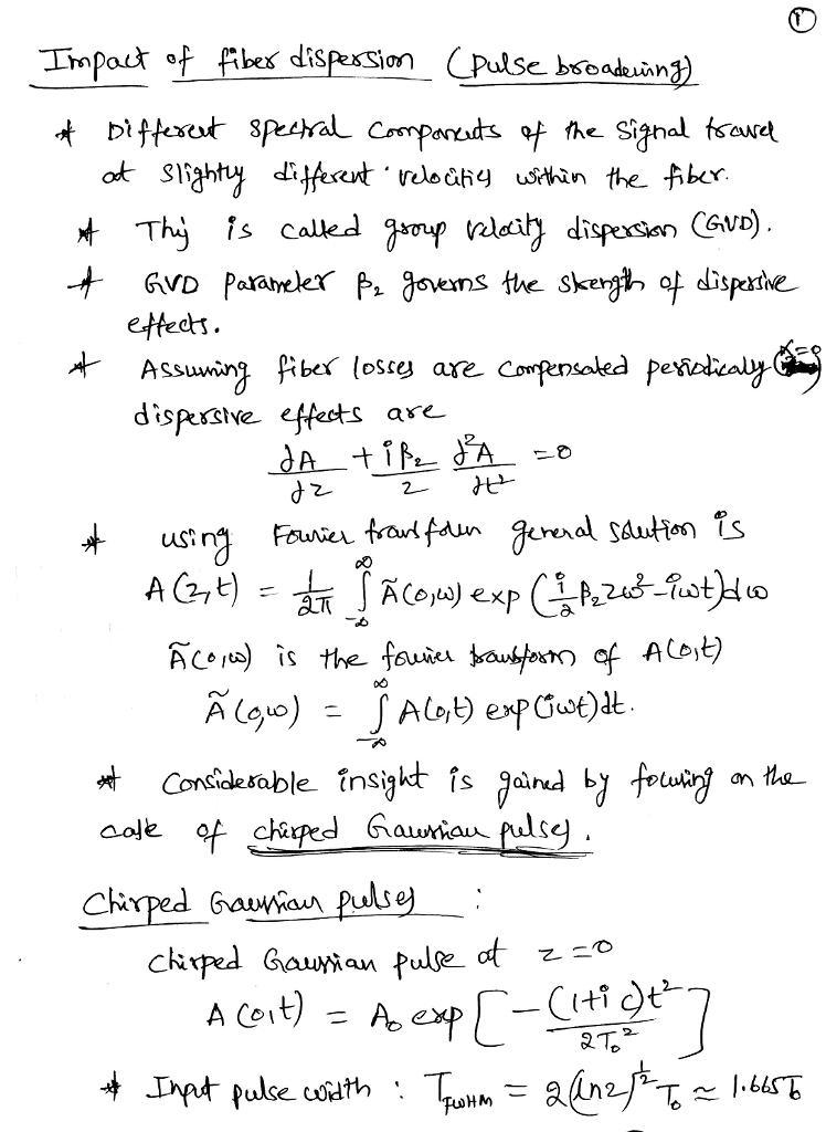 Show that a chirped Gaussian pulse is compressed initially inside a single-mode fiber-example-2