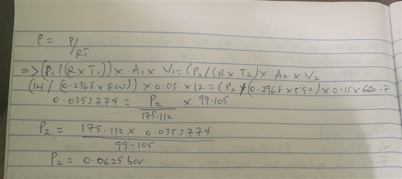 Nitrogen, traveling at 12 m/s with a pressure of 14 bar abs. at a temperature of 800 K-example-2