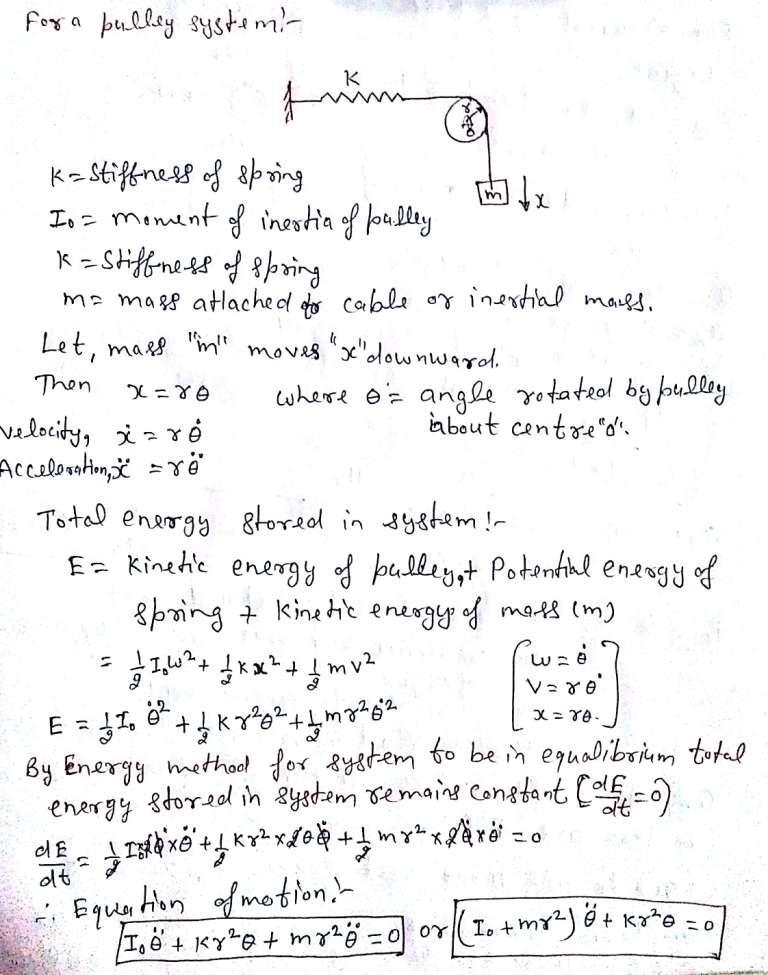 Consider the following pulley system. A block of mass m is connected to a translational-example-1