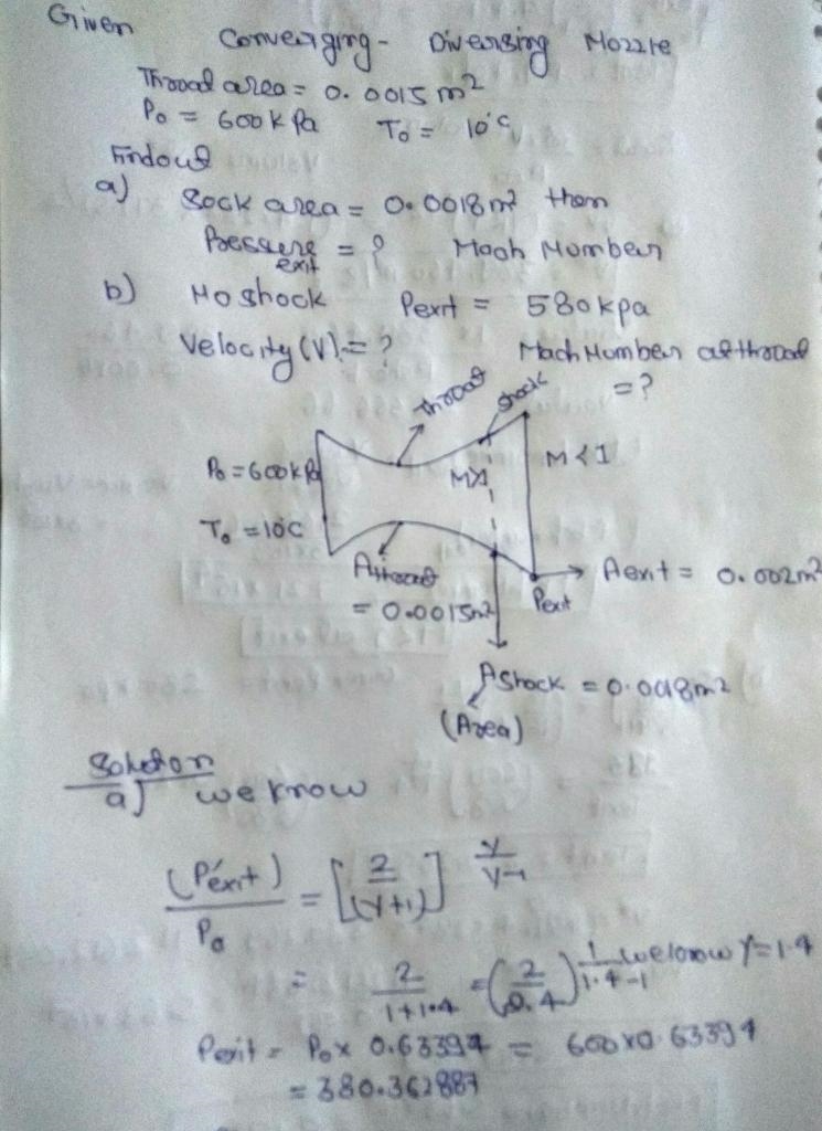 Consider a converging-diverging nozzle with a throat area of 0.0015 and exit area-example-1