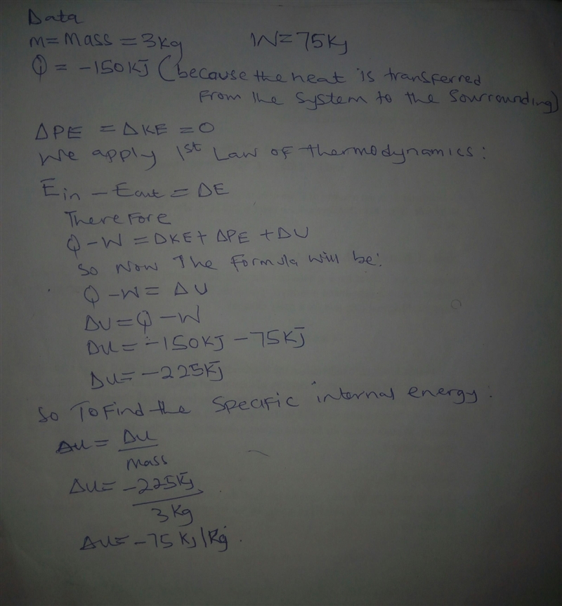 A closed system of mass 3 kg undergoes a process in which there is a heat transfer-example-1